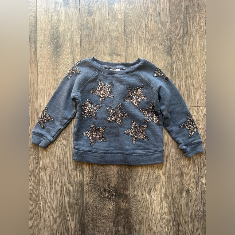 Navy Blue Sweatshirt with Gold Sequin Stars - Size 3 - Brand next